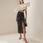 Women's Swimsuit Set with Fashionable Wrap Skirt and Elegant Ruffle Top