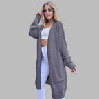 Women's Chunky Knit Cardigan with Spacious Pockets and Open Front