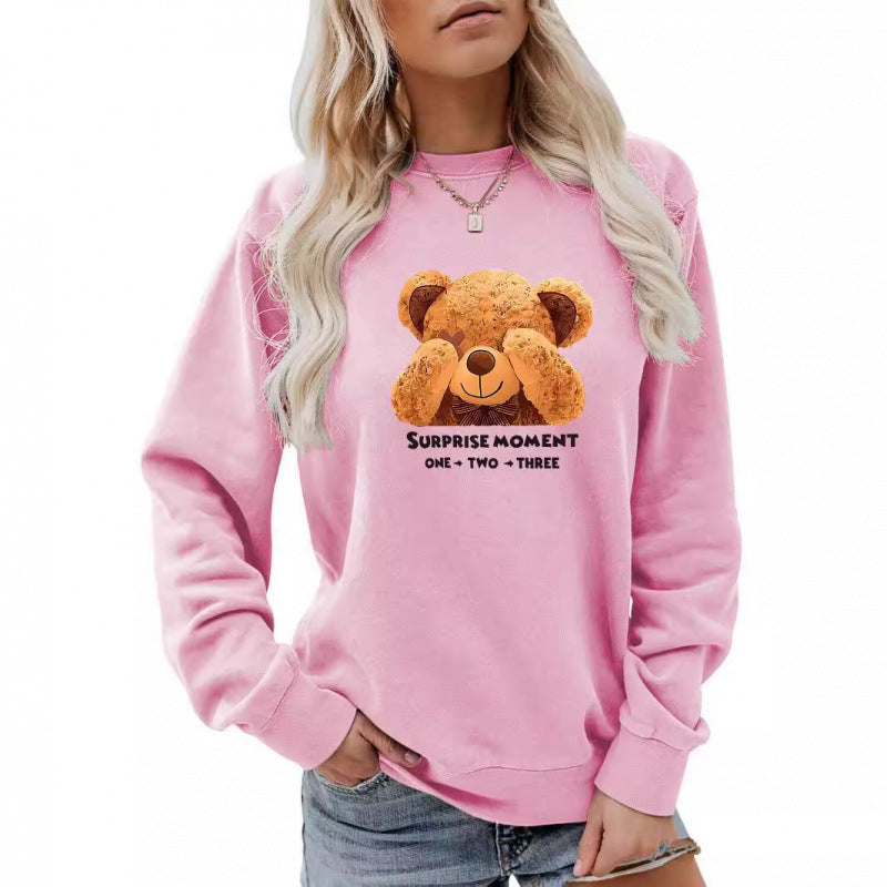 Women's Casual Sweater with Bear Motif