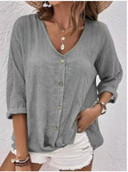 Women's Lightweight Viscose Blouse with Button Placket