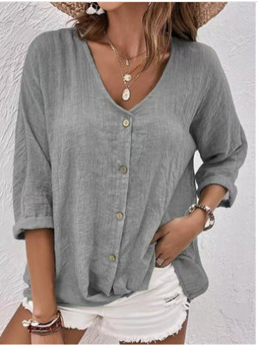 Women's Lightweight Viscose Blouse with Button Placket