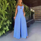 Women's Elegant Jumpsuit with Decorative Slit and Wide Leg