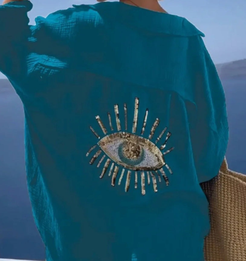Women's Blouse with Unique Eye Embroidery