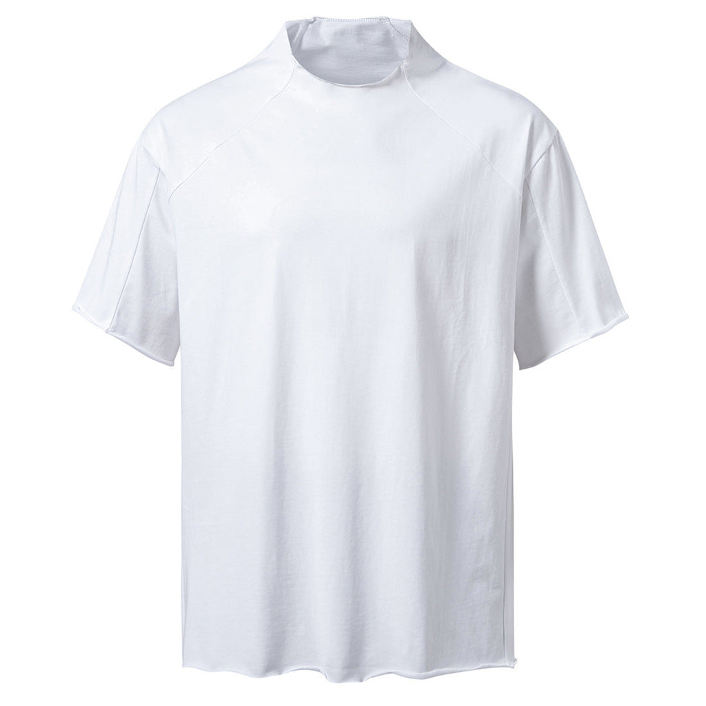 Women's Short-Sleeve Shirt with Modern Stand-Up Collar