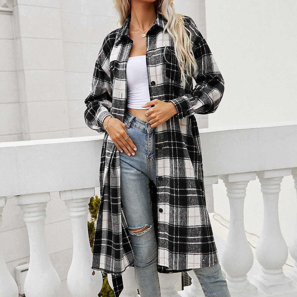 Women's Long-Sleeve Flannel Plaid Shirt