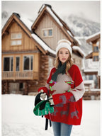 Women's Festive Christmas Sweater with Glittering Reindeer Design