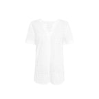 Women's Floral Eyelet Blouse with V-Neck
