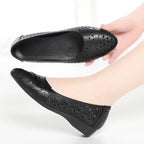 Women's Ballet Flats with Delicate Perforated Pattern and Comfortable Footbed