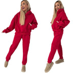 Women's Casual Fleece Loungewear Set with Hoodie and Joggers