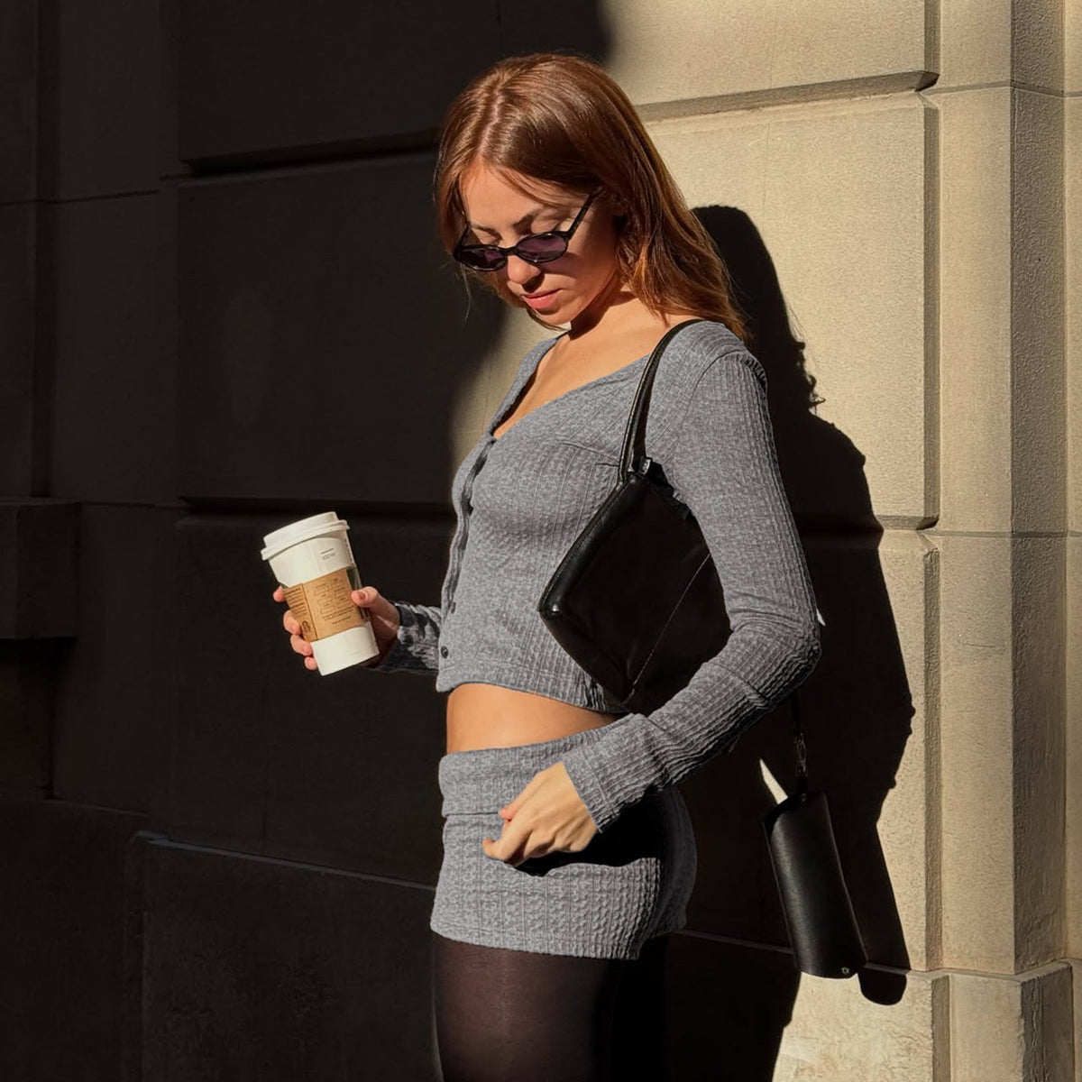 Women's Ribbed Lounge Set with U-Neck Cropped Cardigan and High-Waist Shorts