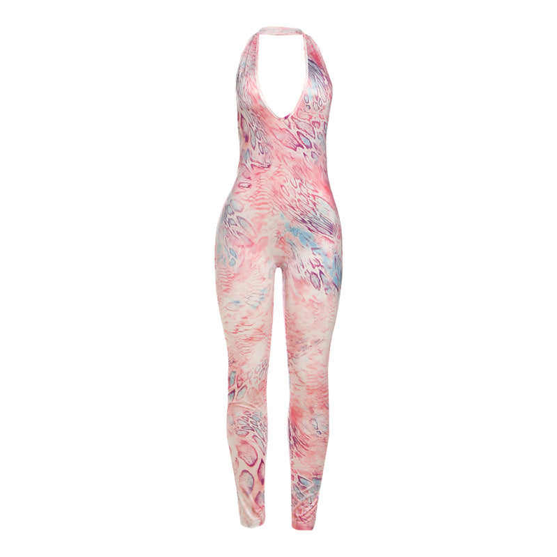 Women's Slim-Fit Bodycon Jumpsuit with V-Neck