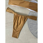Women's Bandeau Bikini with Elegant Shell Appliqué