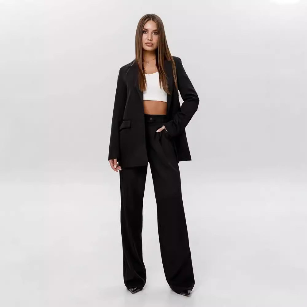 Women's Blazer and High-Waist Pants Set