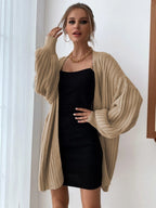 Women's Chunky Knit Cardigan with Voluminous Sleeves