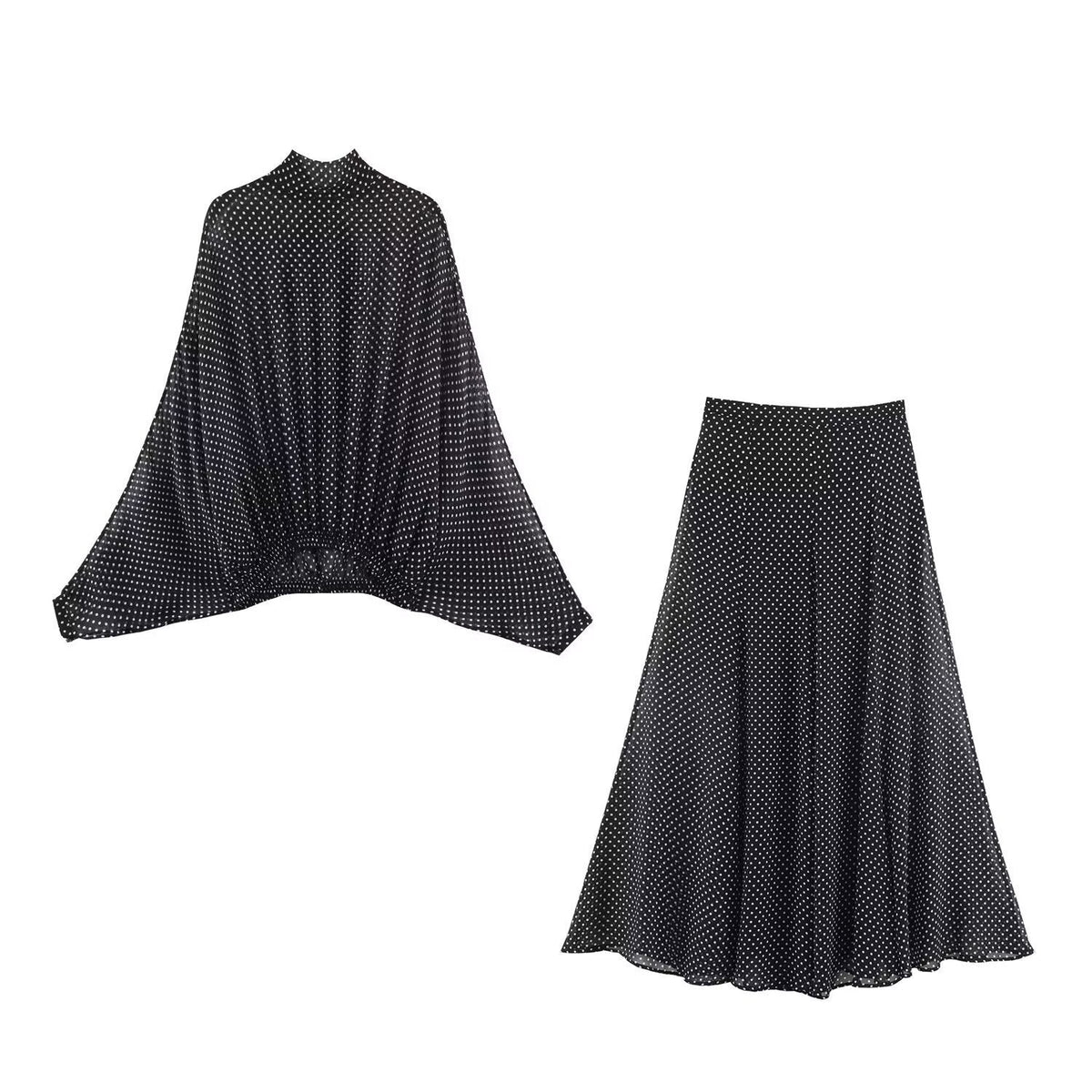 Women's Maxi Skirt with Elegant Polka Dot Pattern and Flowing Cut