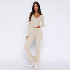 Women's Comfortable Button-Down Top and Loose Pants Set