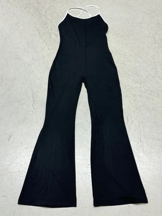 Women's Fluffy Wide-Leg Jumpsuit with Sophisticated Back Cutout