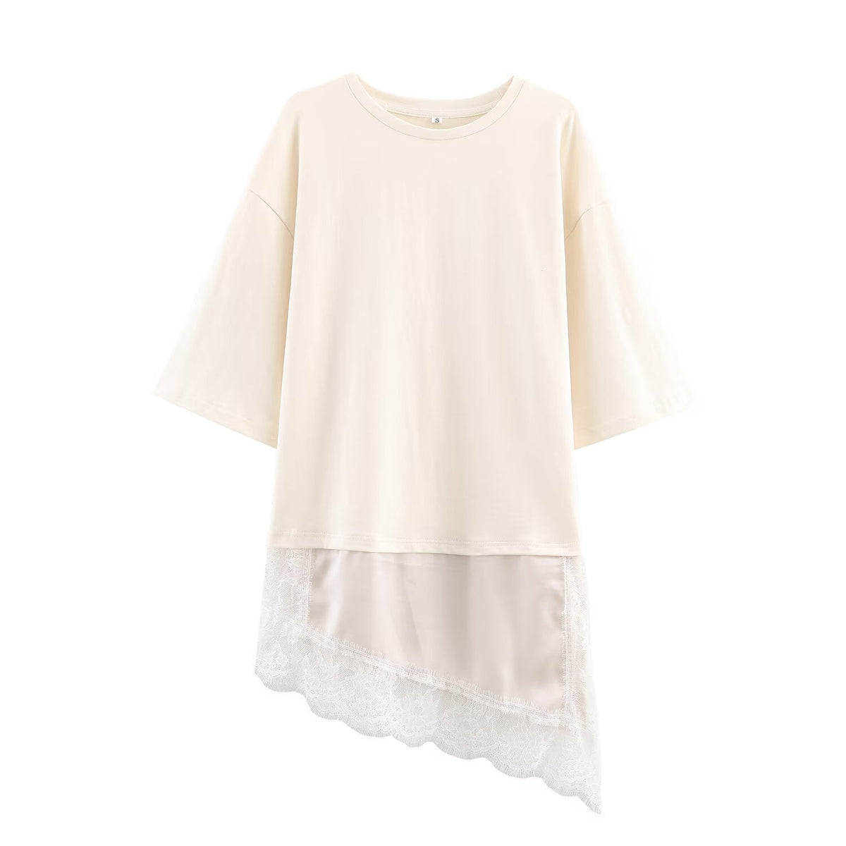 Women's Asymmetrical T-Shirt with Lace Trim