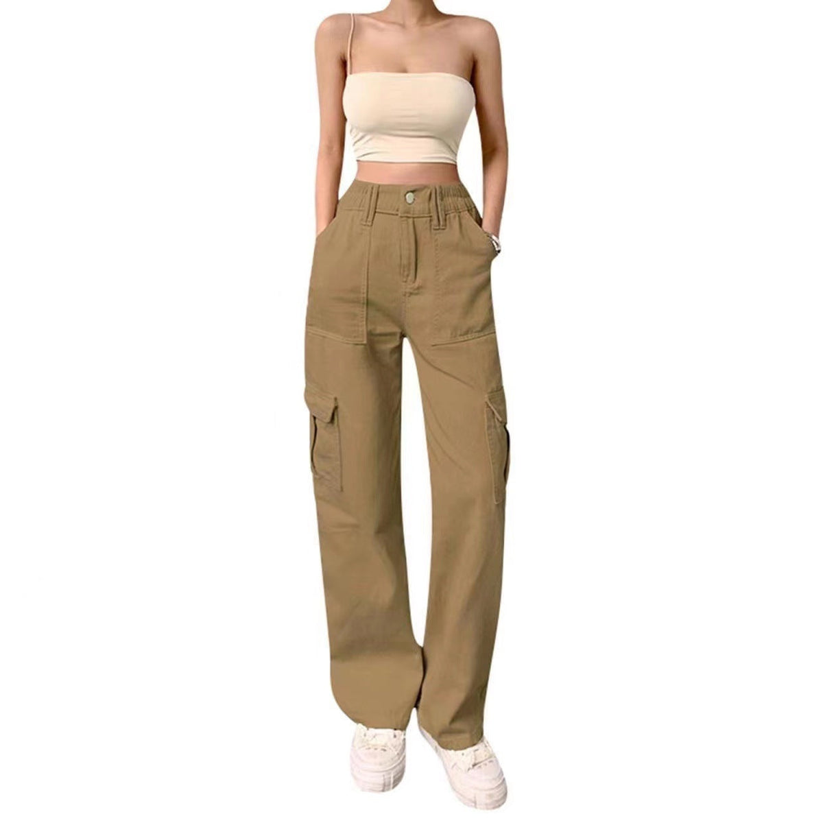 Women's Wide-Leg Cargo Pants with Practical Side Pockets