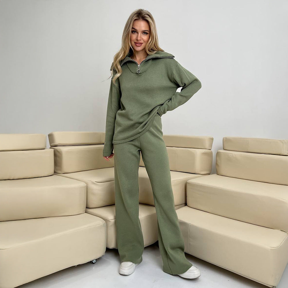 Women's Comfortable Sweat Set with High Collar