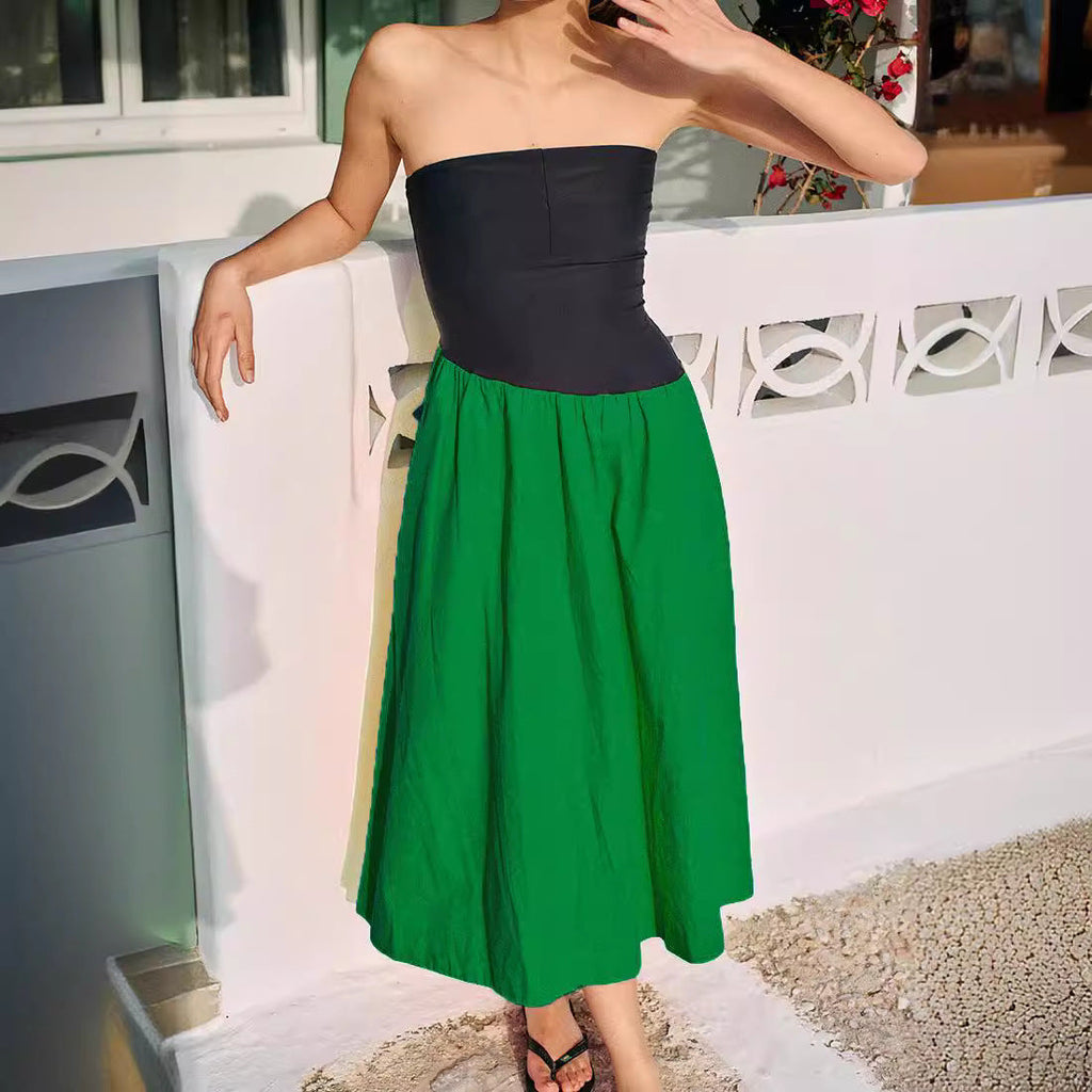 Women's Sleeveless Maxi Dress with High-Quality Bodice and Voluminous Skirt