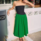 Women's Sleeveless Maxi Dress with High-Quality Bodice and Voluminous Skirt
