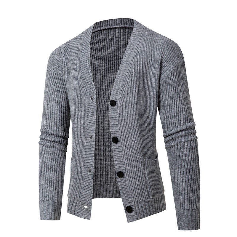 Women's Striped Cardigan with Modern Cut and Practical Pockets