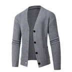 Women's Striped Cardigan with Modern Cut and Practical Pockets