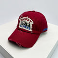 Men's Distressed Embroidered Camping Cap