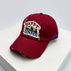 Men's Distressed Embroidered Camping Cap