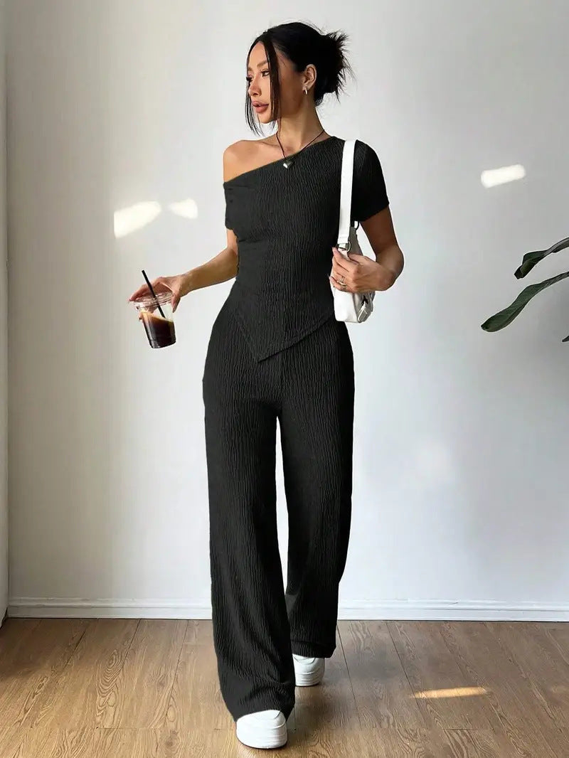 Elegant Jumpsuit with Asymmetrical Cut and Ruching