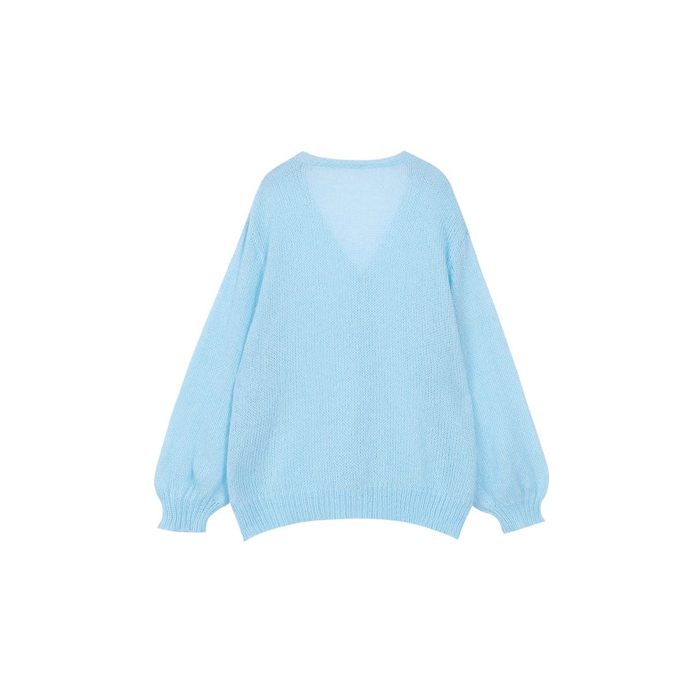 Women's Fluffy Cardigan with Puff Sleeves
