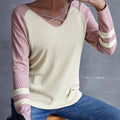 Women's Casual Long-Sleeve Criss-Cross Neck Shirt