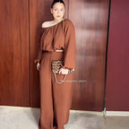 Off-Shoulder Top and Wide-Leg Pants Set