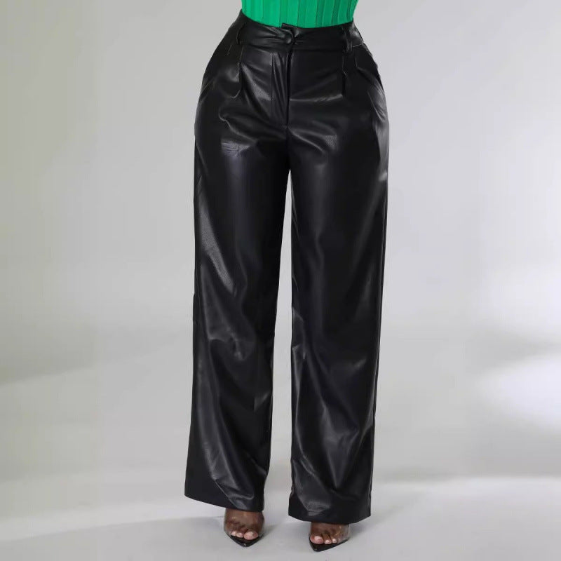 Women's Elegant Faux Leather Pants