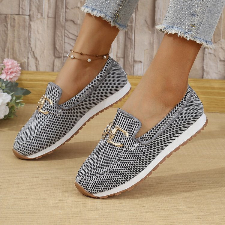 Women's Breathable Slip-On Sneakers with Elastic Inserts and Comfortable Footbed