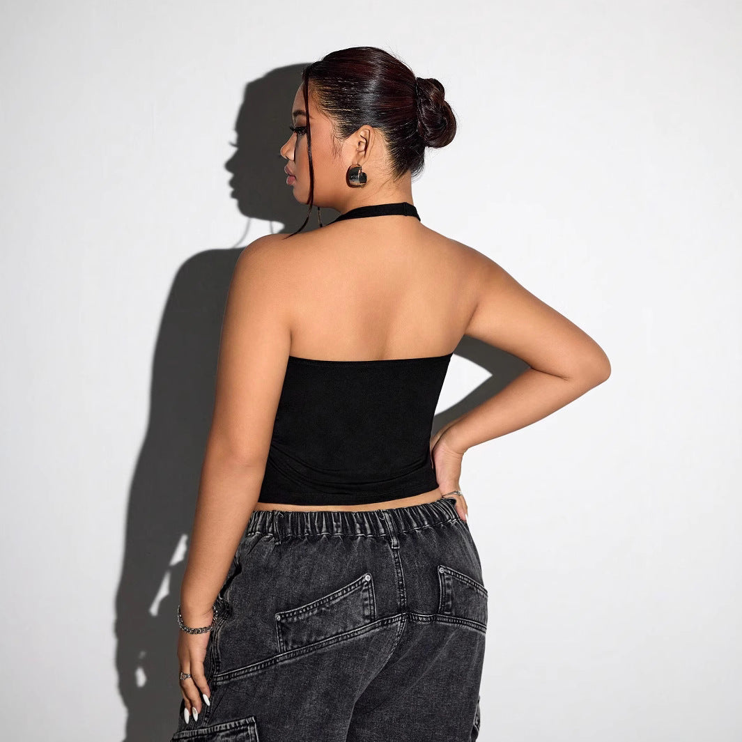 Sleeveless Top with Tie-Front V-Neck and Asymmetric Hem