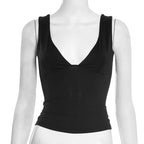 Sleeveless Deep V-Neck Fitted Top