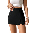 Women's Asymmetrical Mini Skirt with Button Details