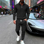 Men's Waffle Texture Half-Zip Loungewear Set