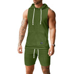 Men's Sleeveless Hoodie Vest Set