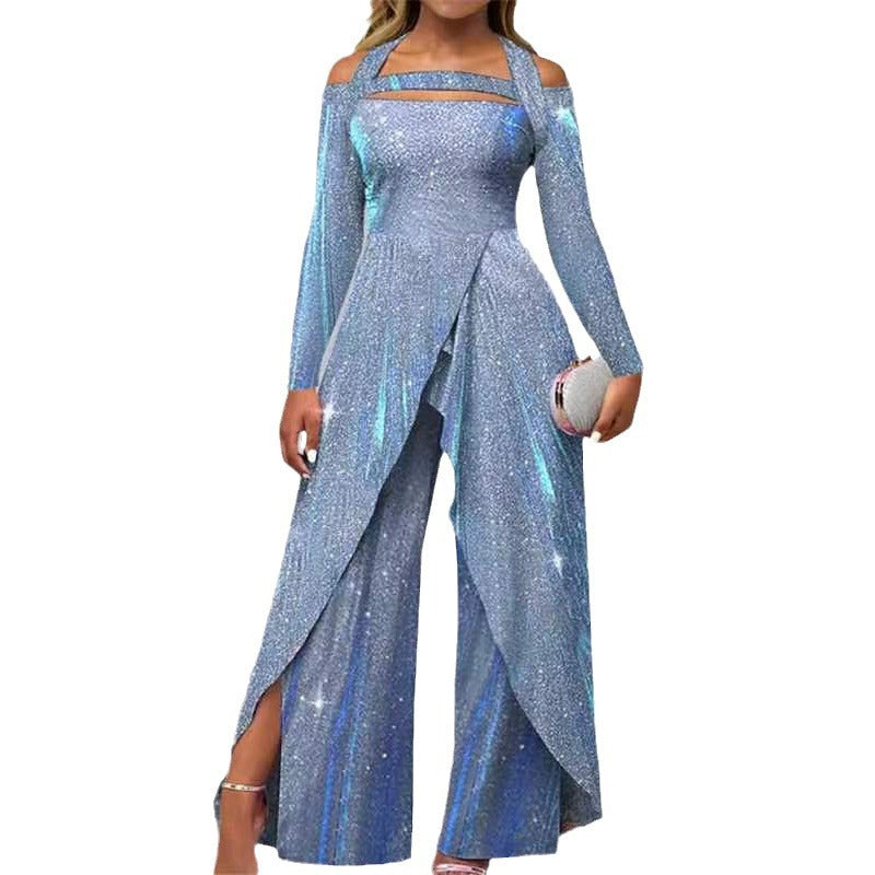 Glamorous Functional Jumpsuit with Shimmer Effect