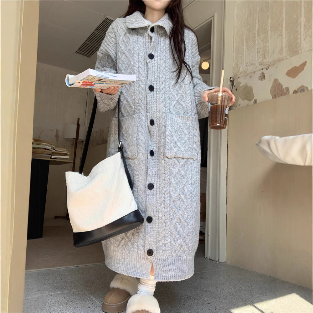 Chunky Knit Button-Up Coat