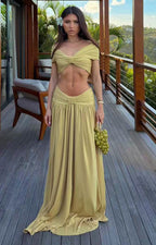 Beach Dress with Wrap Bodice and Flowing Hem