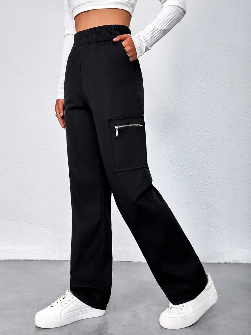 Women's Comfortable Cargo Pants with Elastic Waistband
