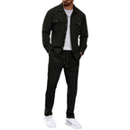 Men's Waffle Structure Shirt Jacket and Relax Pants Set