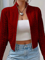 Women's Designer Cardigan with Cable Knit Pattern