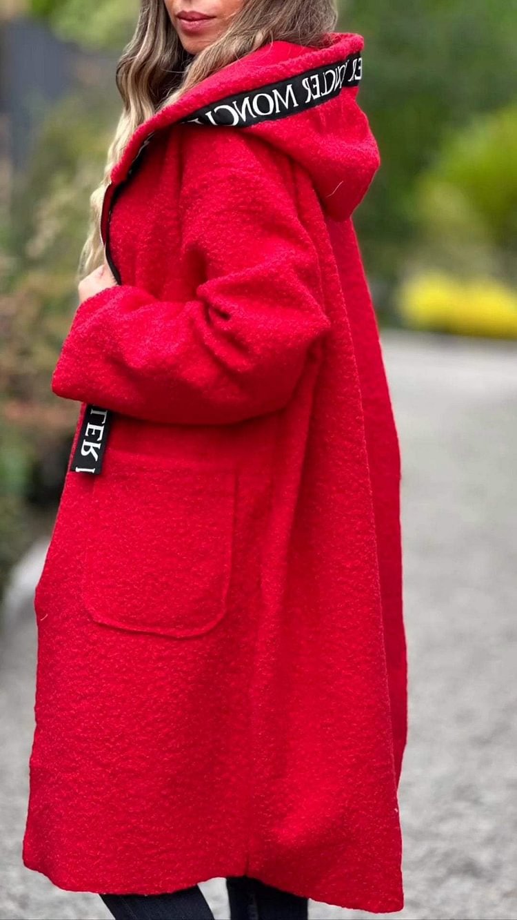 Women's Fashionable Oversized Fleece Coat with Practical Pockets and Hood