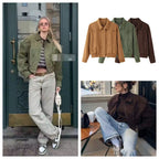 Elegant Women's Suede Jacket with Practical Pockets