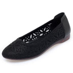 Women's Ballet Flats with Delicate Cutout Design and Sparkling Rhinestones